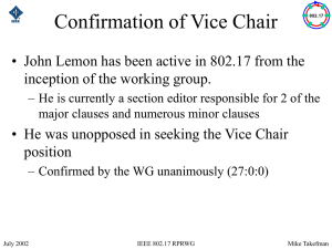 Confirmation of Vice Chair
