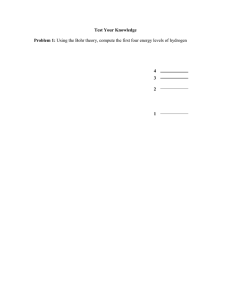 Bohr Theory & Hydrogen Atom Problems