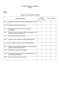 Life Skills Outcomes Worksheet Stage 5  Design and Technology (Life Skills)