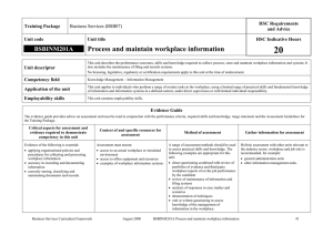 20 Process and maintain workplace information BSBINM201A HSC Requirements