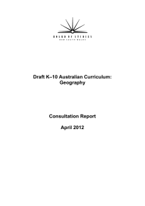 –10 Australian Curriculum: Draft K Geography