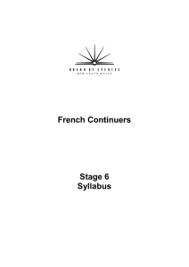 French Continuers  Stage 6 Syllabus