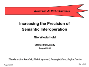 Increasing the Precision of Semantic Interoperation Gio Wiederhold Reind van de Riet celebration