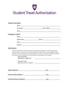 Student Travel Authorization Student Information