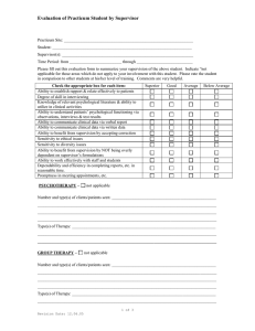 Evaluation of Practicum Student by Supervisor
