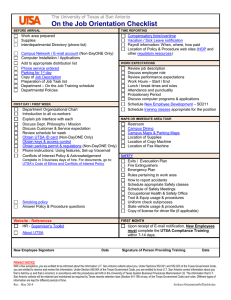 On the Job Orientation Checklist