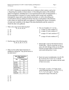 Central Tendency & Dispersion Exam Questions CC.6.SP.5