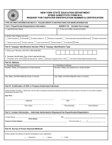 NEW YORK STATE EDUCATION DEPARTMENT NYSED SUBSTITUTE FORM W-9: