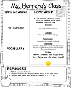 Ms. Herrera’s Class Monday Tuesday Wednesday