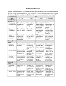 Working Together Rubric