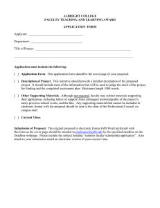 ALBRIGHT COLLEGE FACULTY TEACHING AND LEARNING AWARD APPLICATION  FORM