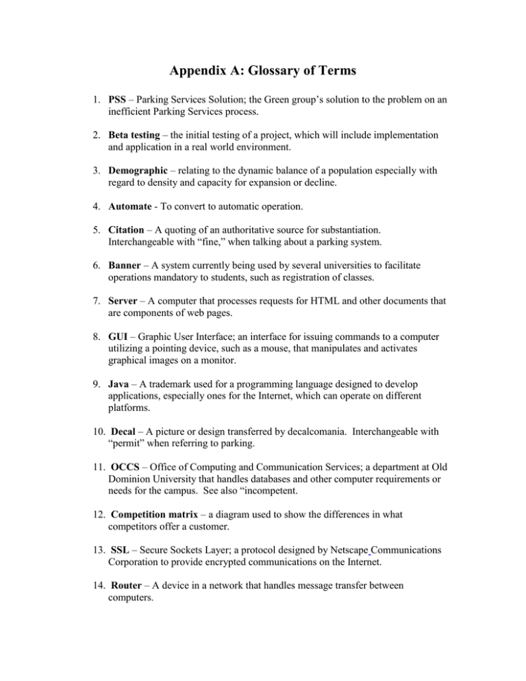 Appendix A: Glossary of Terms