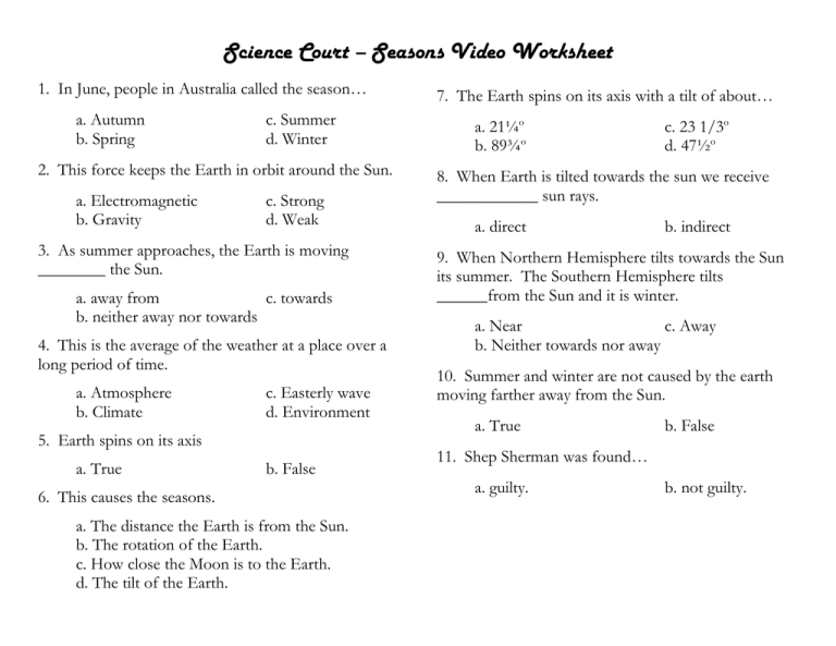 science court seasons video worksheet