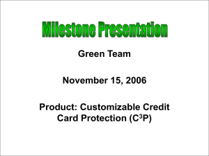 Green Team November 15, 2006 Product: Customizable Credit Card Protection (C