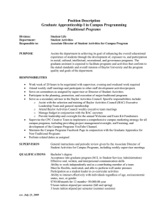 Position Description Graduate Apprenticeship I in Campus Programming Traditional Programs