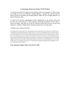 Cryptography Homework #4 Due 7/27/07 (Friday)