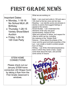 First Grade News Important Dates: Monday, 1-18-16 