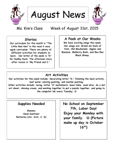 August News Ms. Kim’s Class Week of August 31st, 2015