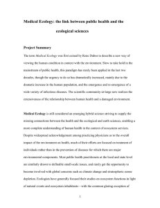 Medical Ecology: the link between public health and the ecological sciences