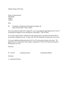Sample Change of PI Letter: Grant PI Replacement