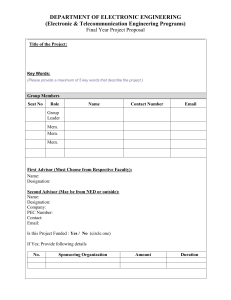 DEPARTMENT OF ELECTRONIC ENGINEERING (Electronic &amp; Telecommunication Engineering Programs)