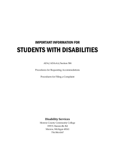 STUDENTS WITH DISABILITIES  IMPORTANT INFORMATION FOR