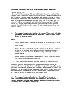 Midwestern State University Social Work Program Mission Statement:  , 2007)