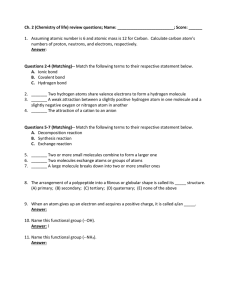 Chemistry of Life Review Questions