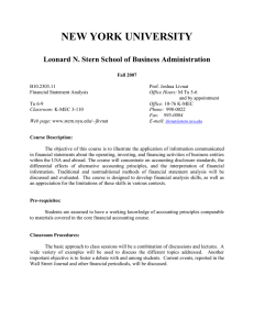 NEW YORK UNIVERSITY Leonard N. Stern School of Business Administration