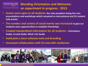 Blending Orientation and Welcome: an experiment in progress : 2013