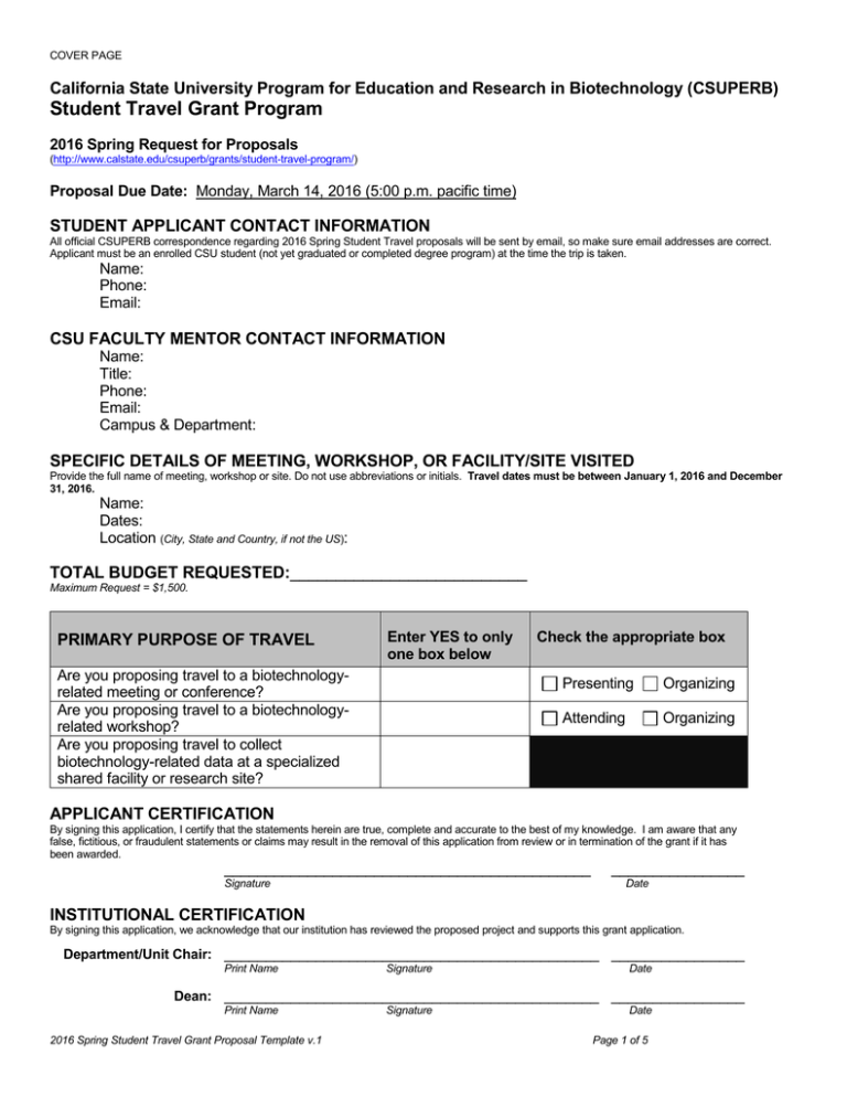 Student Travel Grant Program
