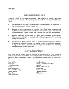 HIST 1302  ESSAY QUESTIONS FOR UNIT 3