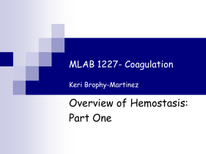 Overview of Hemostasis: Part One MLAB 1227- Coagulation Keri Brophy-Martinez