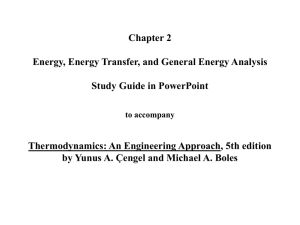 Chapter 2 Energy, Energy Transfer, and General Energy Analysis