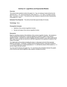 Activity 4.5  Logarithms and Exponential Models 10 x 