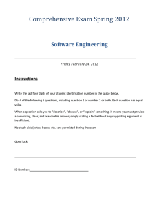 Comprehensive Exam Spring 2012 Software Engineering Instructions
