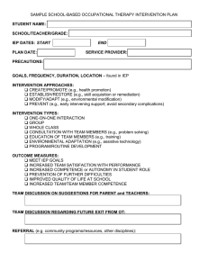 School-Based Occupational Therapy Intervention Plan