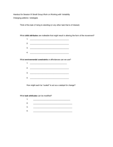 Handout for Session III Small Group Work on Working with... Changing patterns / strategies