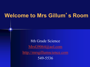 Welcome to Mrs Gillum 8th Grade Science 549-5536
