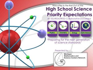 High School Science Priority Expectations “Preparing for the next generation of science standards”
