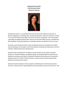 WANDA BRYANT HOPE Chief Diversity Officer Johnson &amp; Johnson