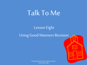 Talk To Me Lesson Eight Using Good Manners Revision