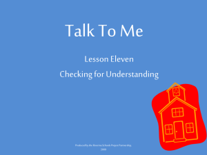 Talk To Me Lesson Eleven Checking for Understanding