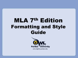 MLA 7 Edition Formatting and Style Guide
