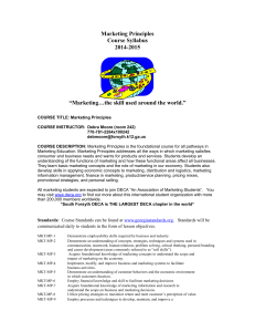 Marketing Principles Course Syllabus 2014-2015 “Marketing…the skill used around the world.”