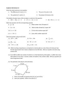 Math Worksheet: Equations & Problem Solving