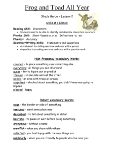 Frog and Toad All Year Study Guide - Lesson 2
