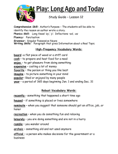 At Play: Long Ago and Today - Study Guide