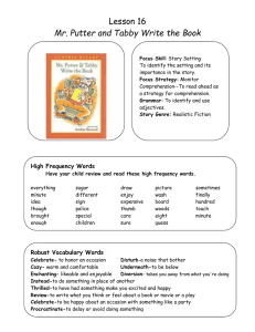Mr. Putter & Tabby: Lesson Plan - Story Setting & Adjectives