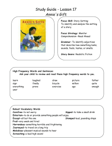 Study Guide - Lesson 17 Annie's Gift